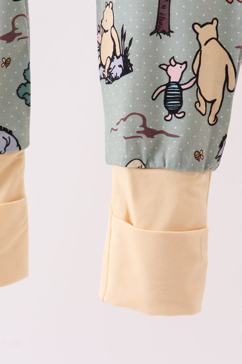 Green character bamboo pajamas romper