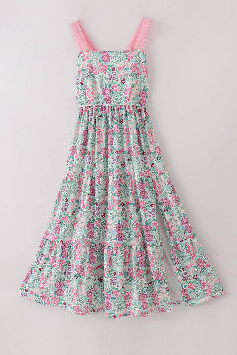 Green dream garden tiered mom dress