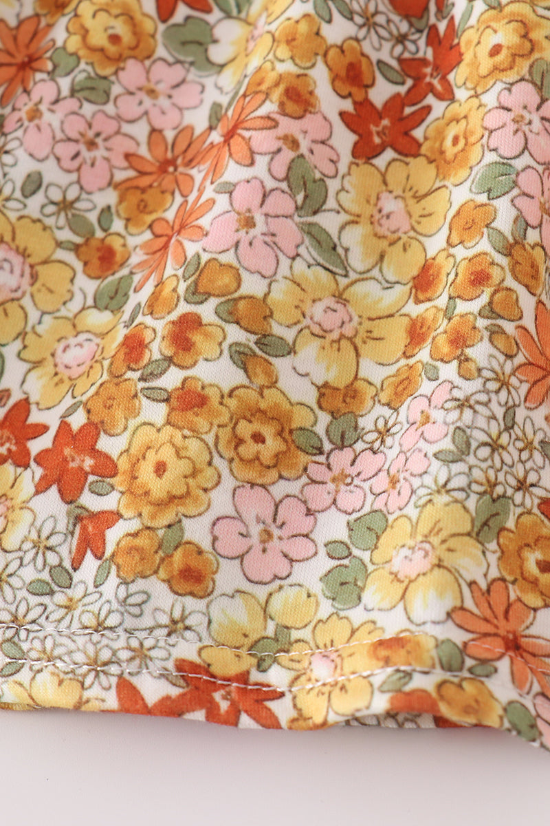 Highland cow embroidery ruffle pants set