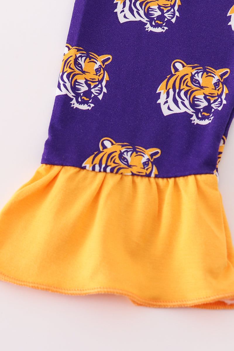 Purple LSU geaux tiger bamboo ruffle pajamas set