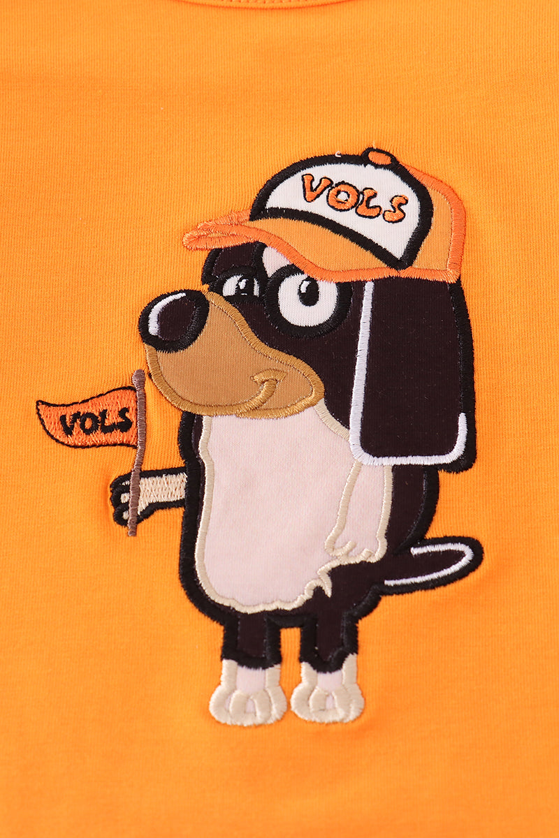 Orange Tennessee go vols applique ruffle pants set