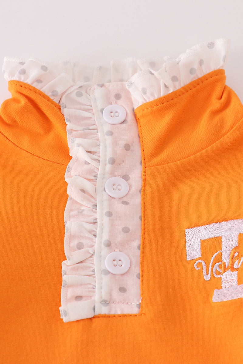 Orange Tennessee go vols embroidery ruffle pants set