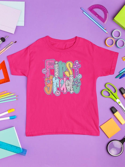 Back to School First Grade Girly shirts