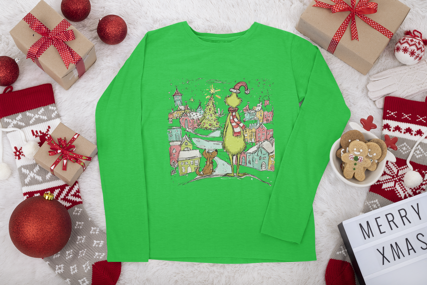 Grinch long Sleeve Christmas Tshirt