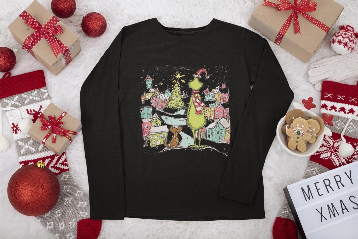 Grinch long Sleeve Christmas Tshirt