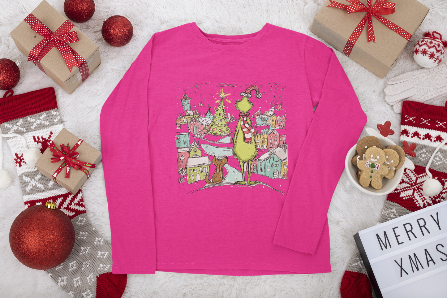 Grinch long Sleeve Christmas Tshirt