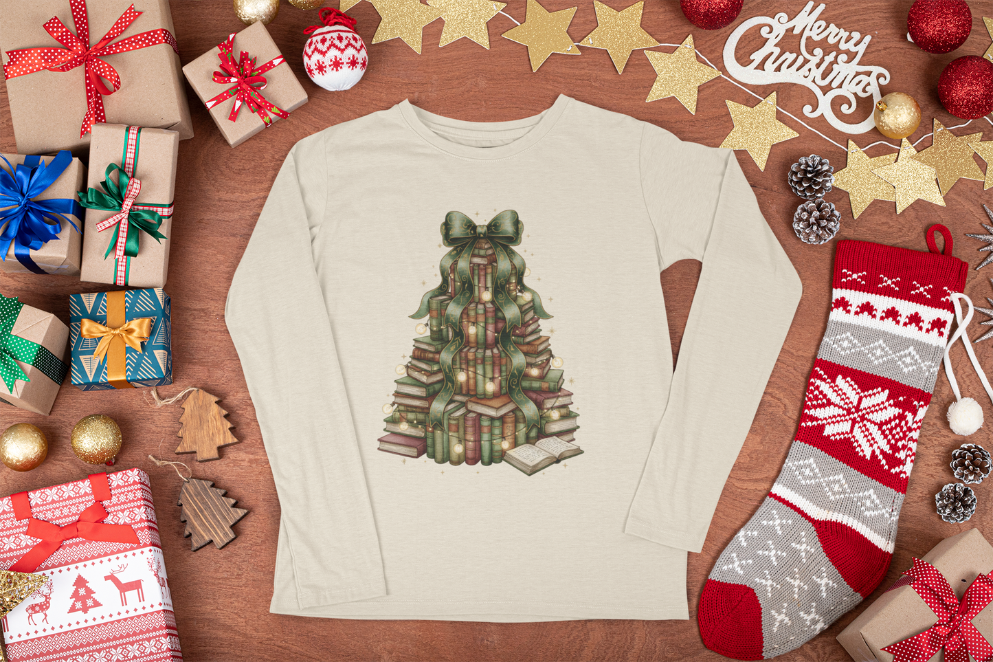 Book Christmas Tree Long Sleeve T-shirt