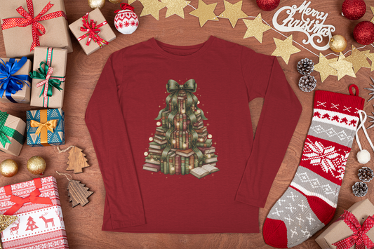 Book Christmas Tree Long Sleeve T-shirt