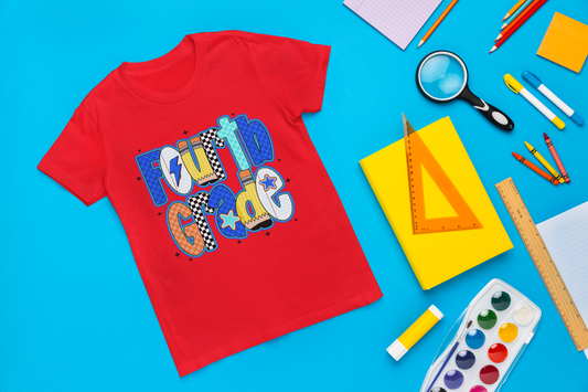 Back to School Boy Retro Fourth Grade T-shirt