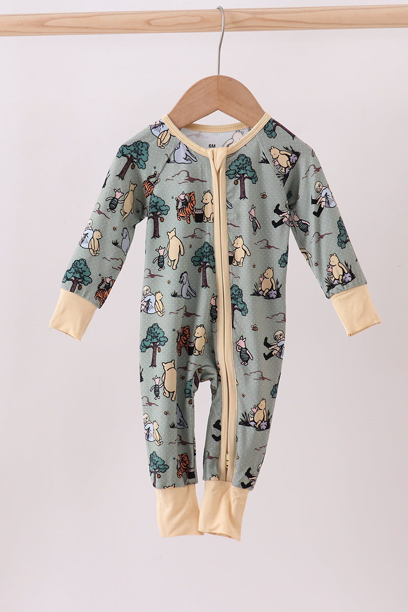 Green character bamboo pajamas romper