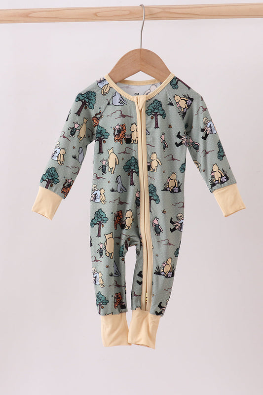Green character bamboo pajamas romper
