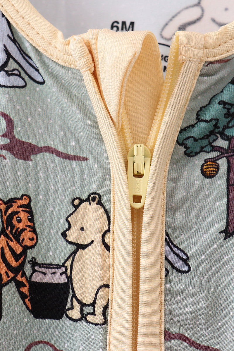 Green character bamboo pajamas romper