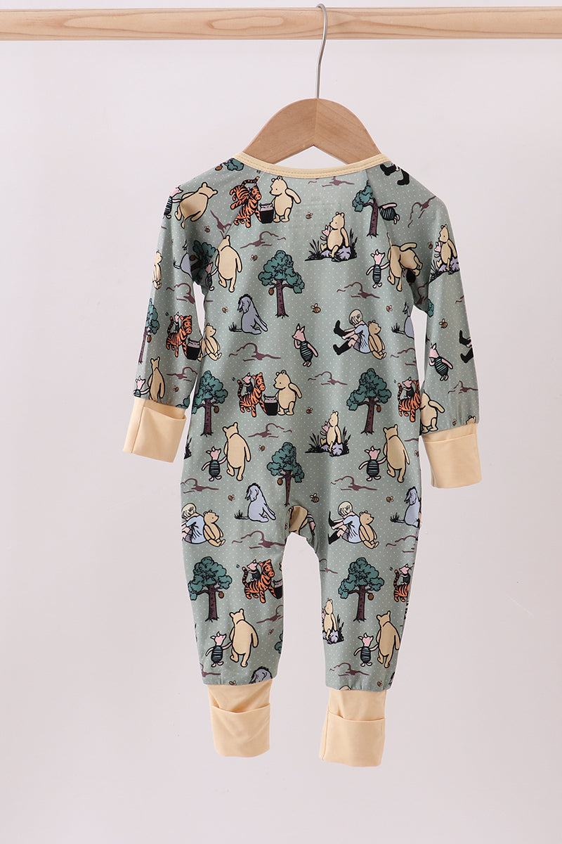 Green character bamboo pajamas romper