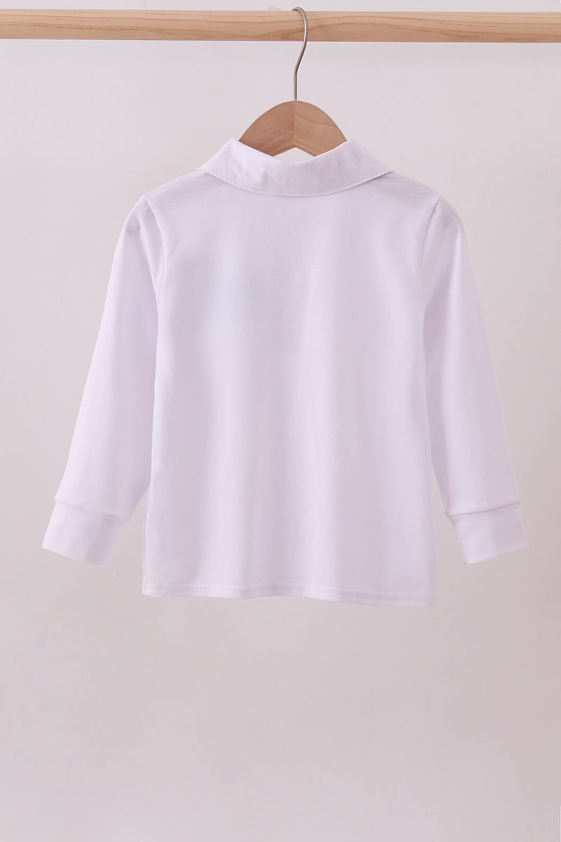 Blue heart french knot button down top