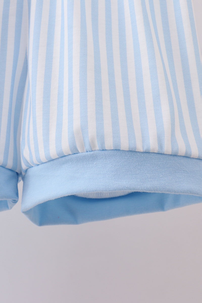 Blue I love MAMA smocked shorts set