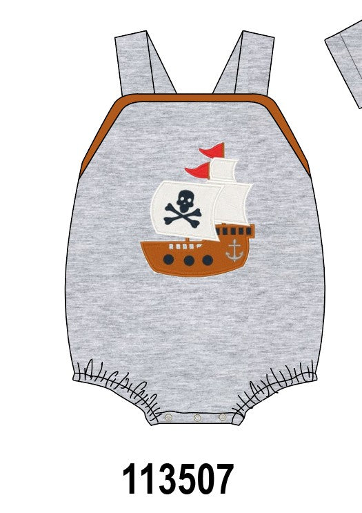 Gray Ship Applique Bubble