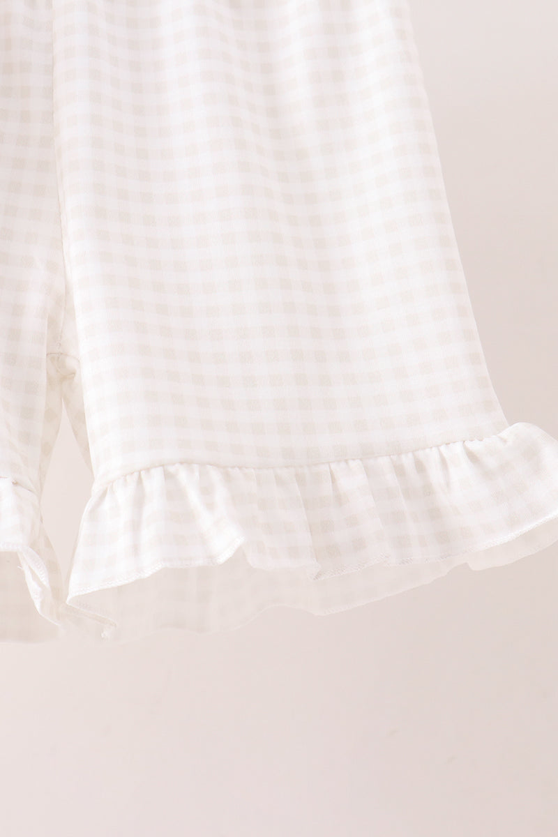 Khaki Pumpkin Smocked Ruffle Shorts Set