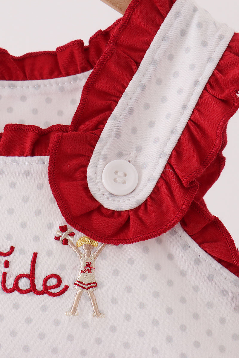 Red Alabama Roll Tide Embroidery Ruffle Bubble
