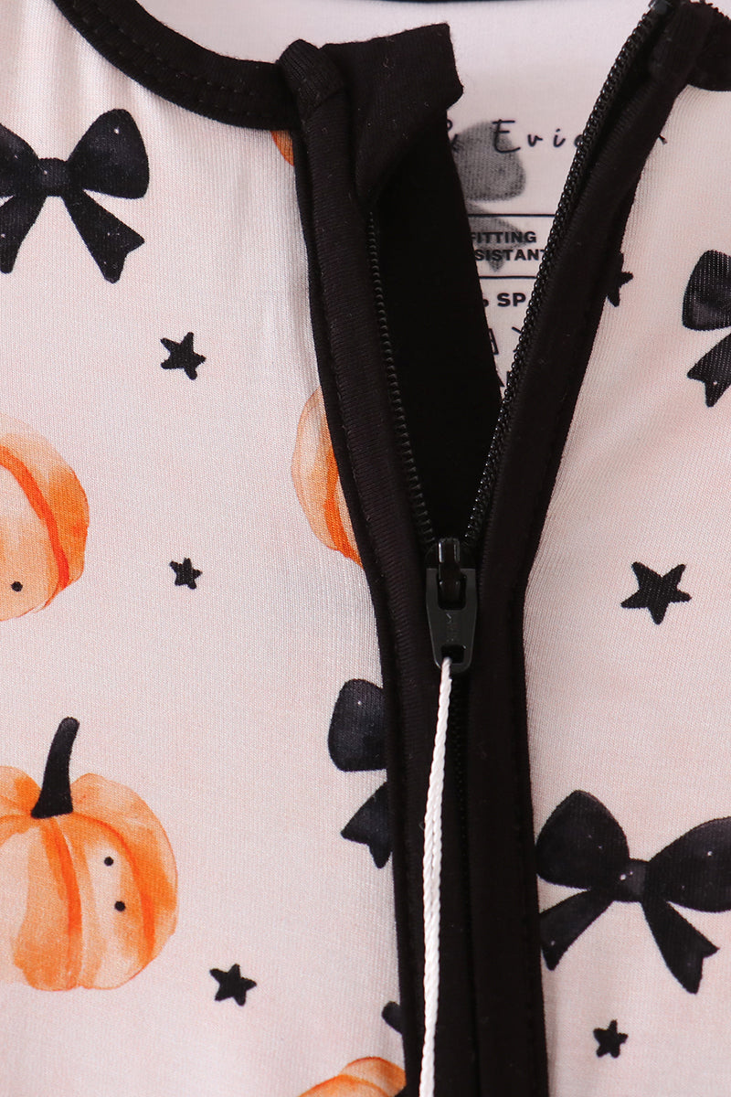 Bow pumpkin bamboo romper