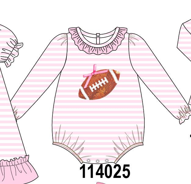 Pink football sequin stripe bubble
