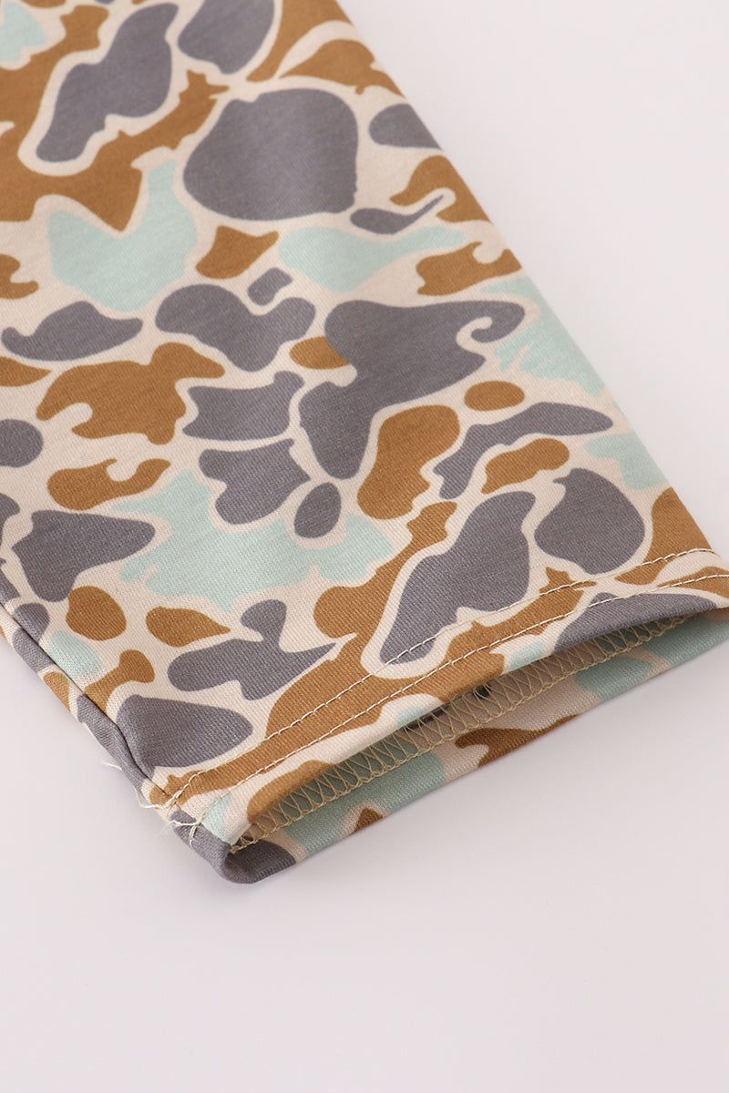 Halloween camouflage applique mom top