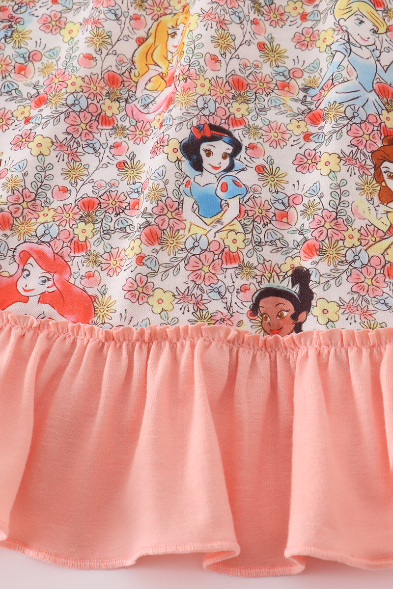 Princess floral print ruffle gown