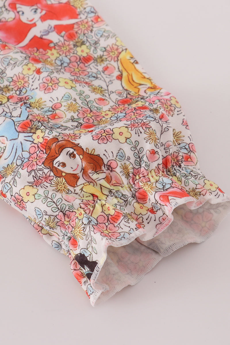 Princess floral print ruffle gown