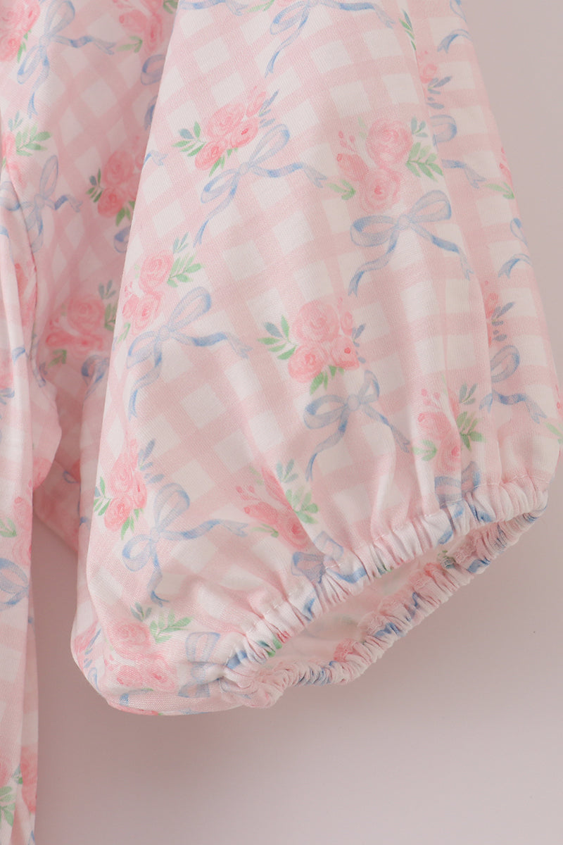 Pink floral print mom dress