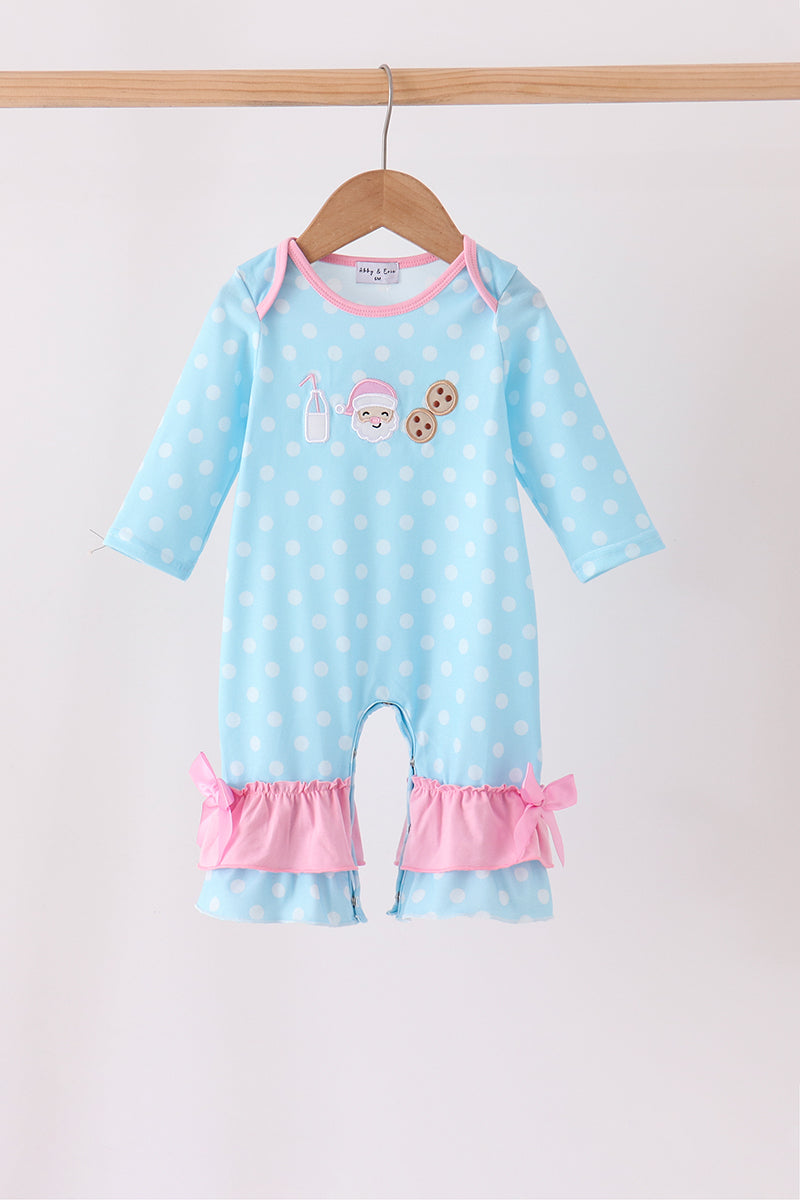 Blue Milk Santa Cookies Ruffle Romper