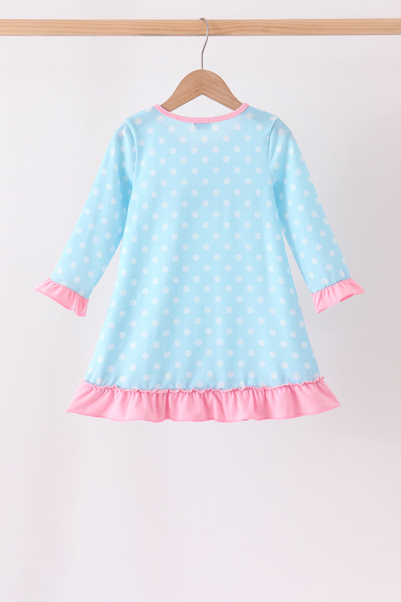 Blue Milk Santa Cookies Ruffle Dress