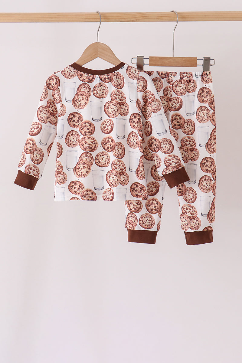 Brown Milk Cookie Print Pants Set