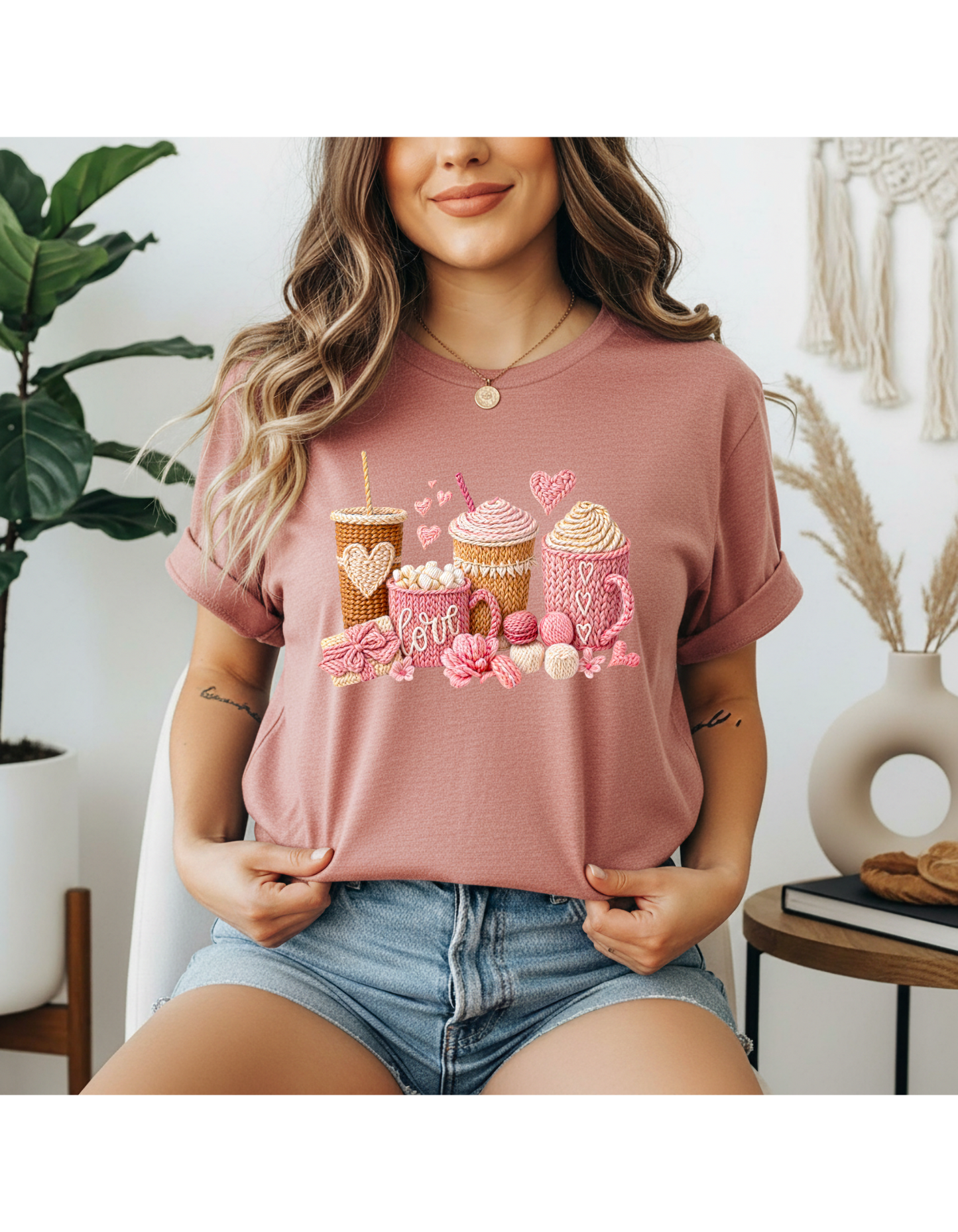 Women's Coffee Lovers Faux Yarn T-shirt