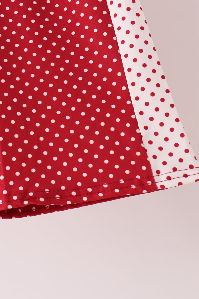 Red polka dot pocket ruffle pants set