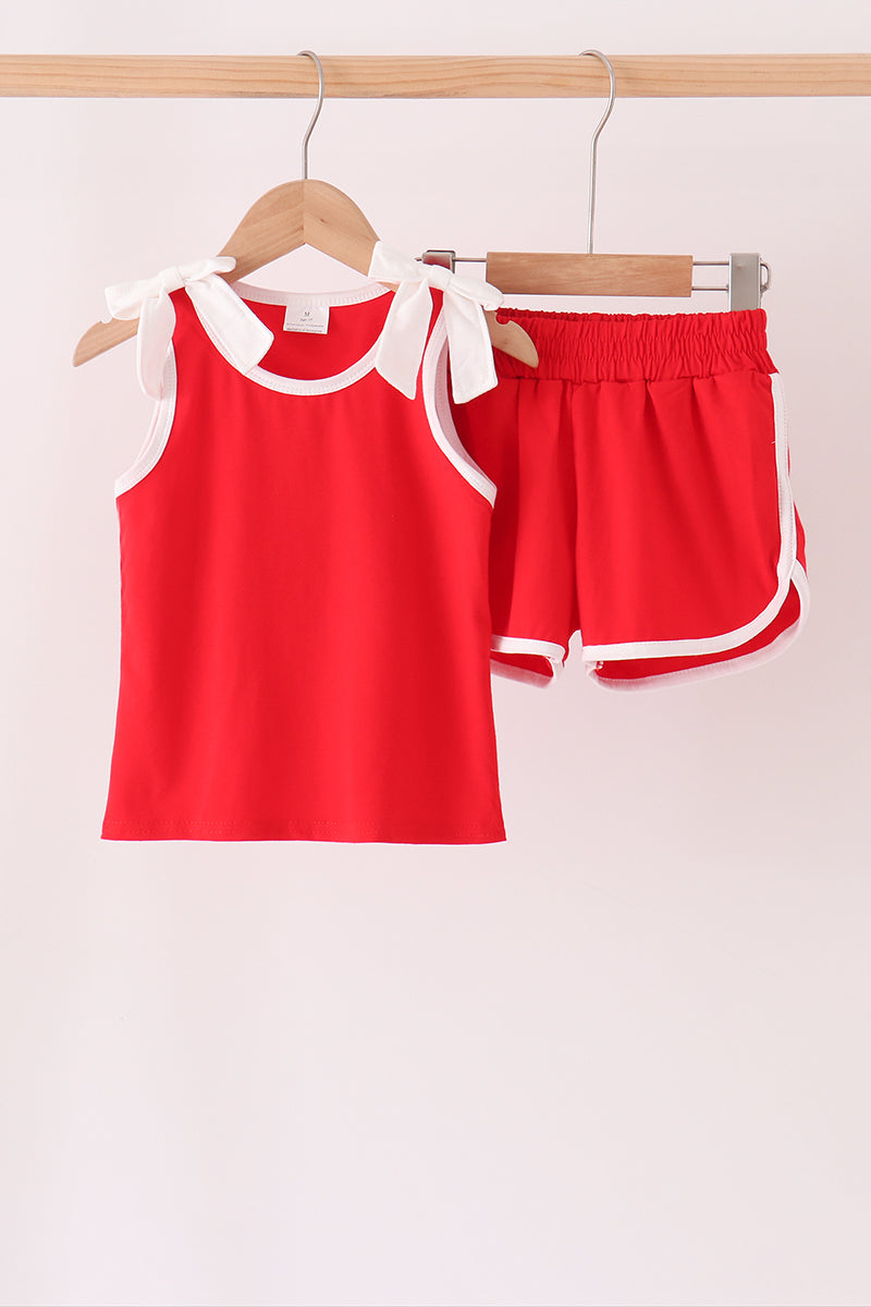 Red active shorts set