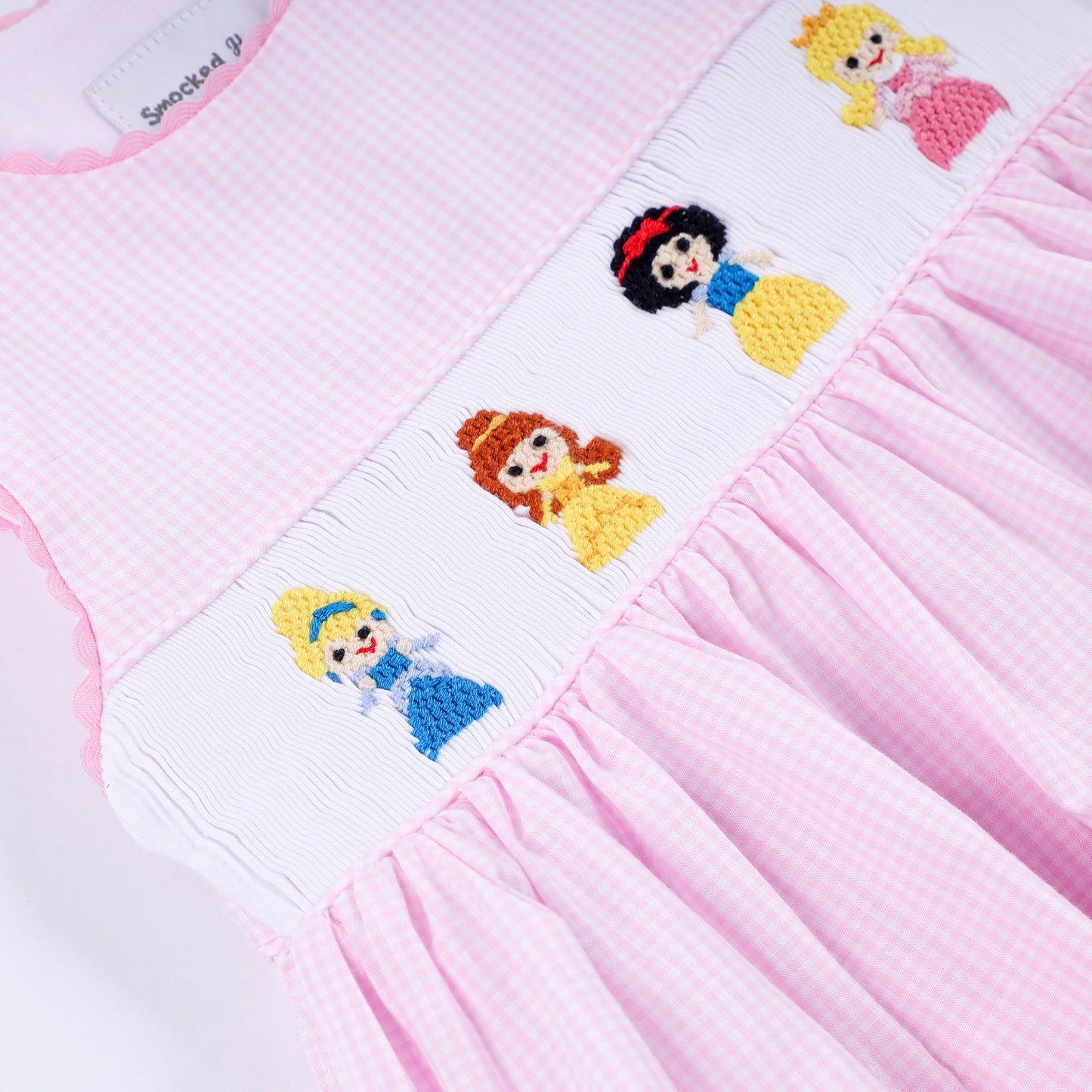 Pink princess hand smocked plaid bloomer set