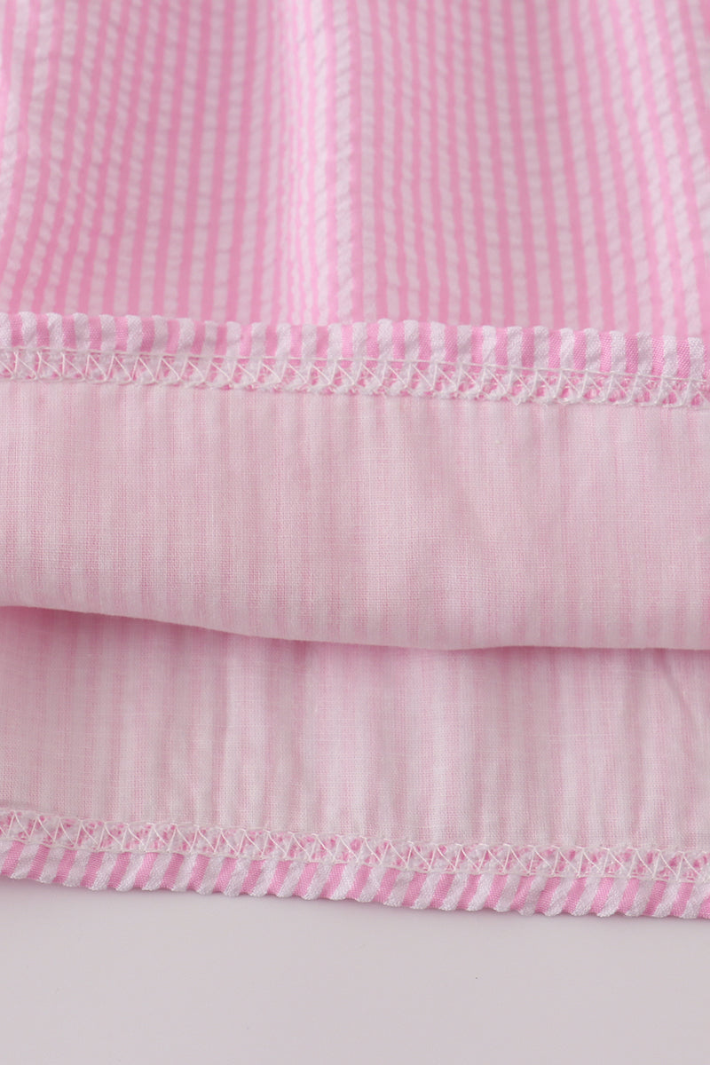 Pink pumpkin carriage embroidery stripe dress