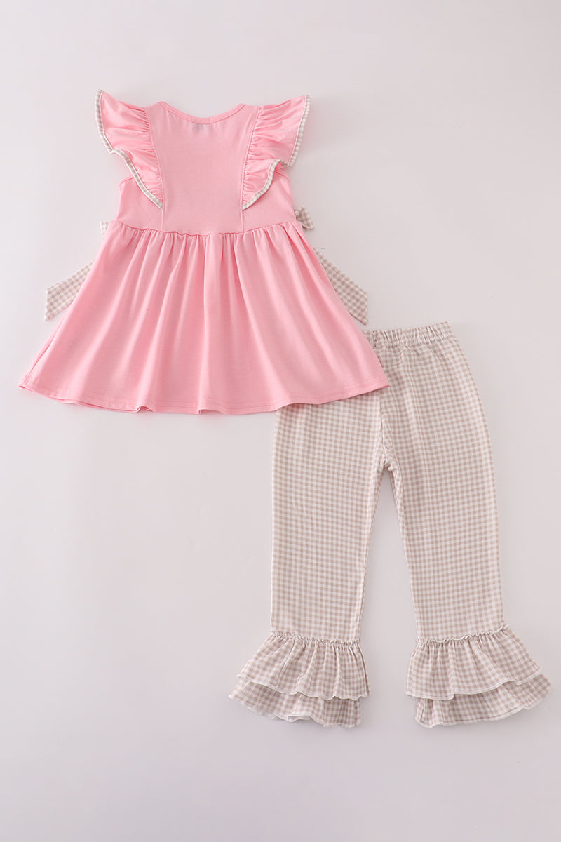 Pink football french knot pants set