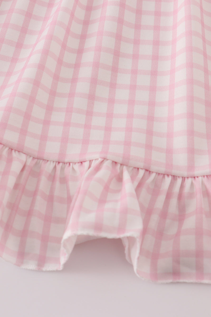 Pink puppy embroidery ruffle pants set