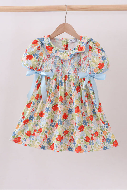 Floral smocked ruffle dress