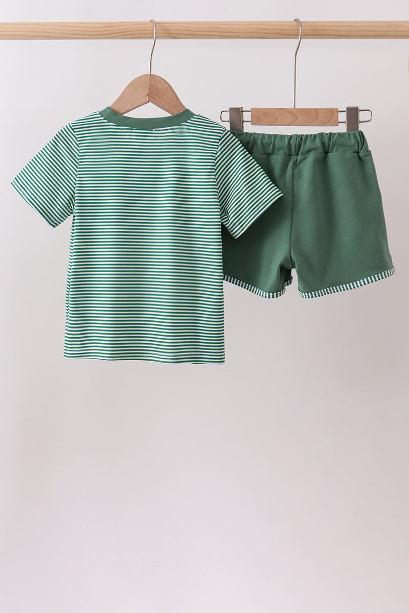 Green Duck Stripe Embroidered Set