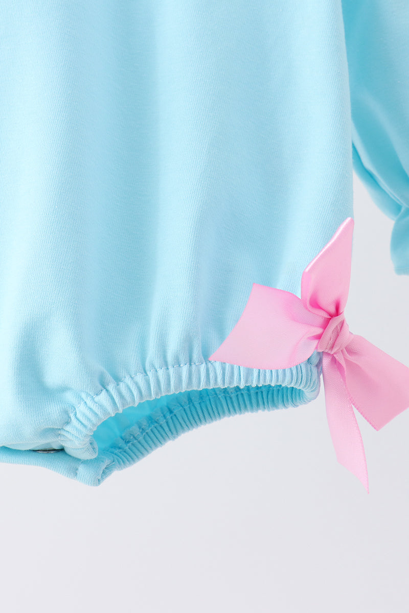 Blue bow french knot ruffle bubble