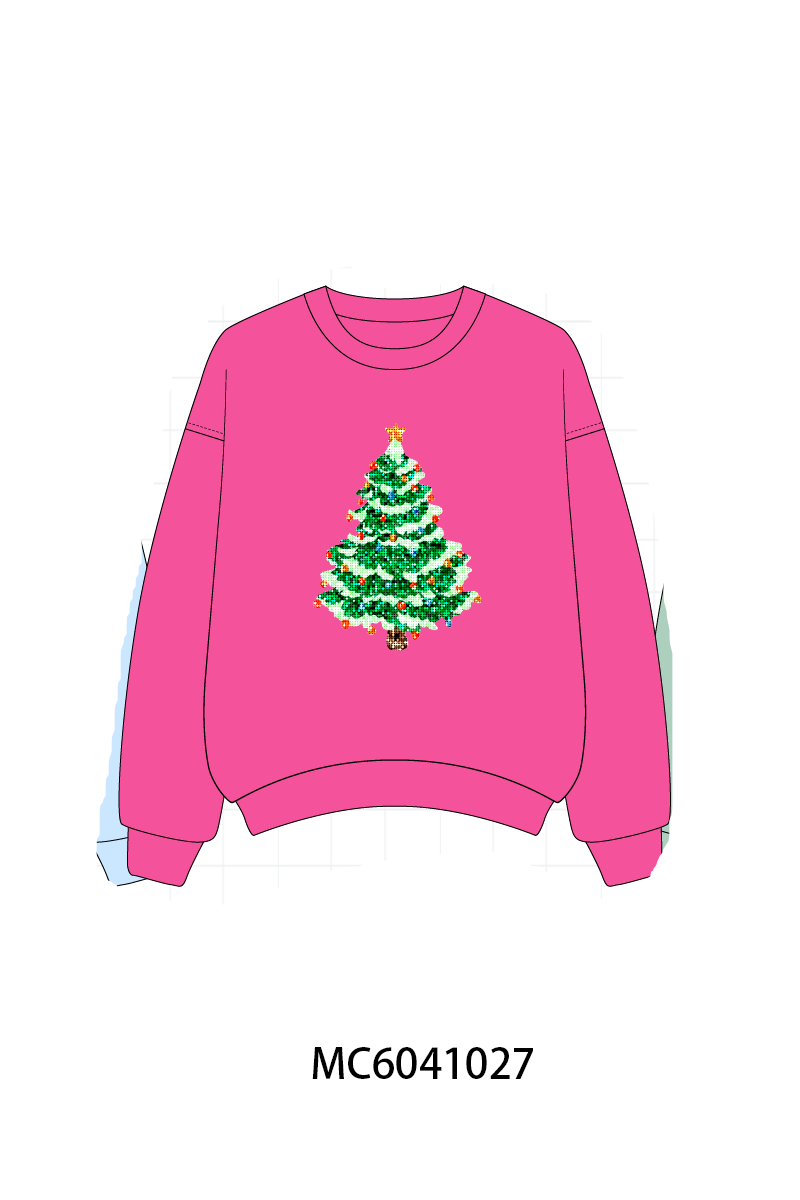 Hot Pink Christmas Tree Sequin Mom&me Top