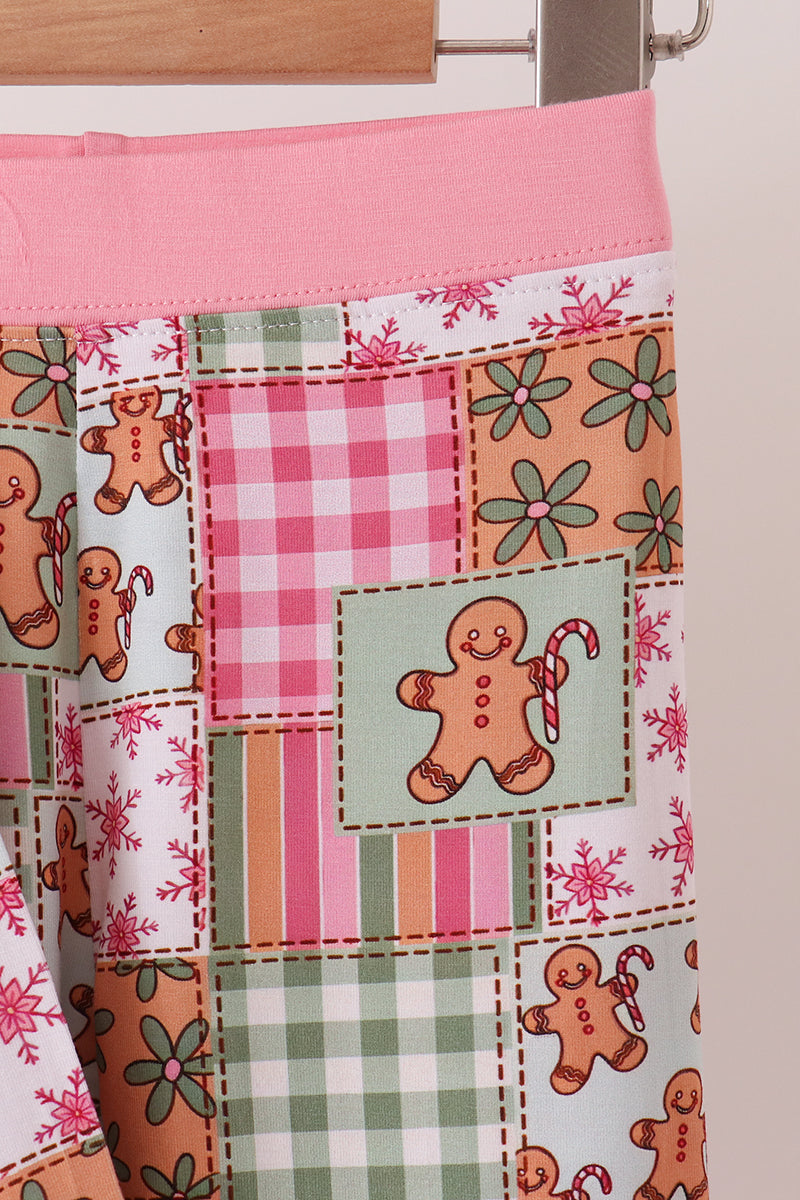 Pink Gingerbread Checkered Bamboo Pajama Set