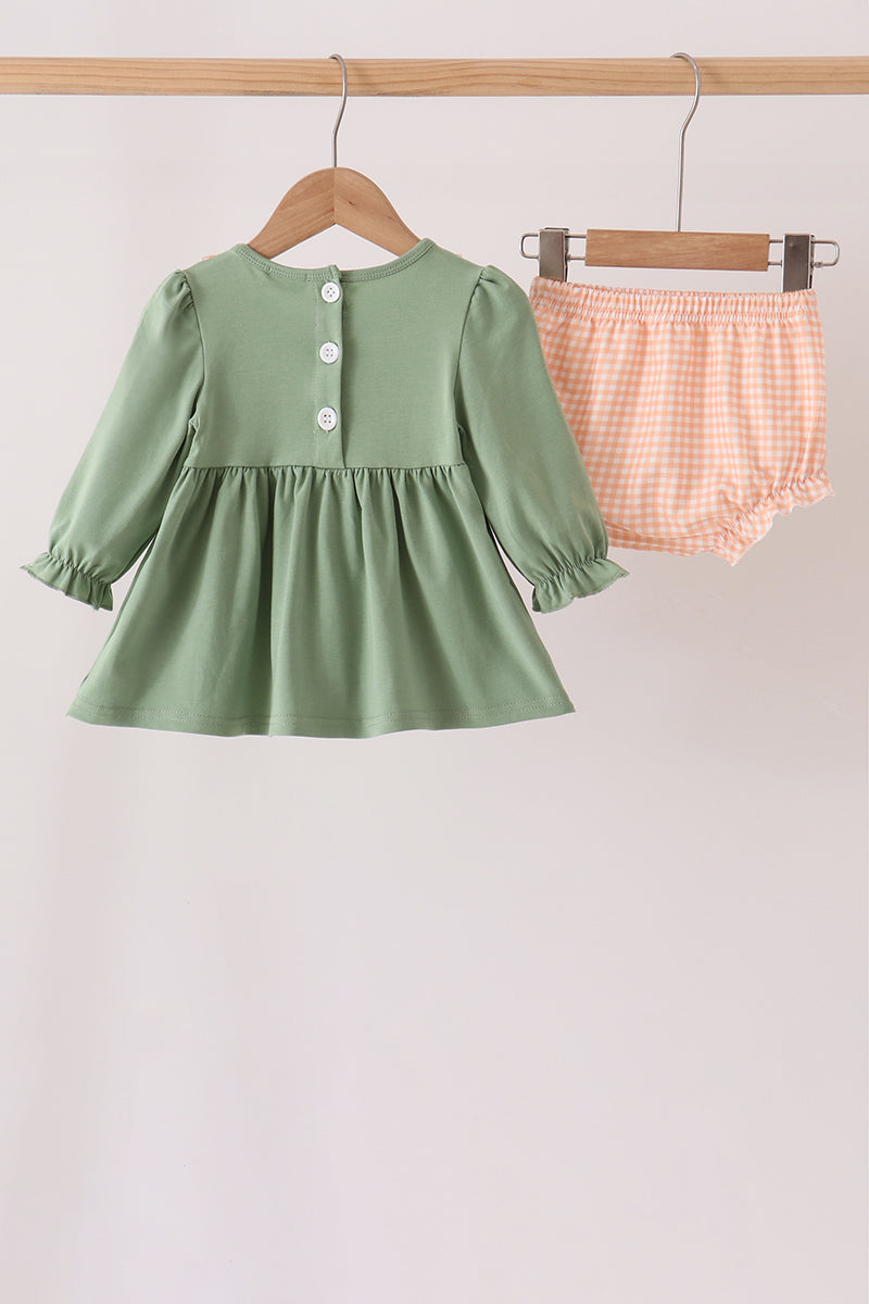 Green farm embroidery bloomer set