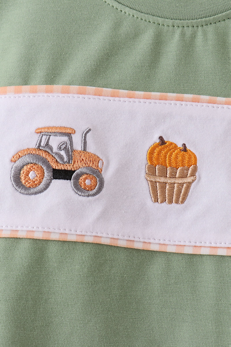 Green farm embroidery pants set