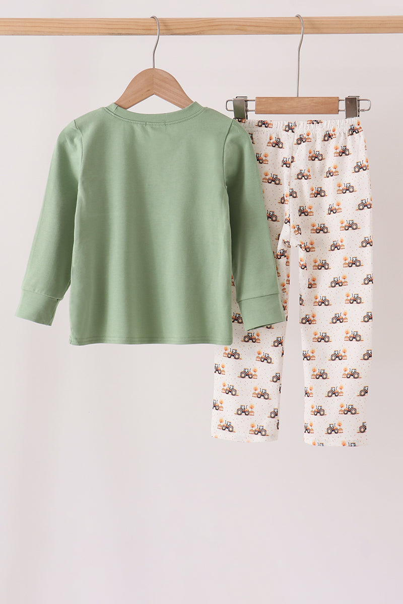 Green farm embroidery pants set