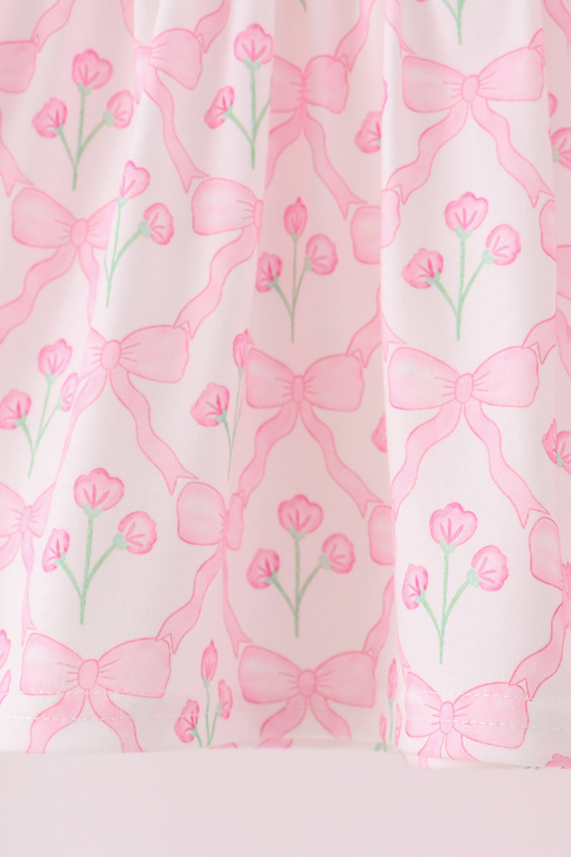 Pink floral ruffle pants set