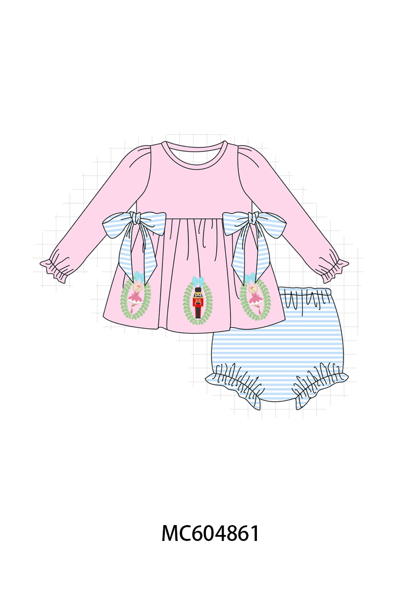 Pink Nutcracker Embroidery Bloomer Set