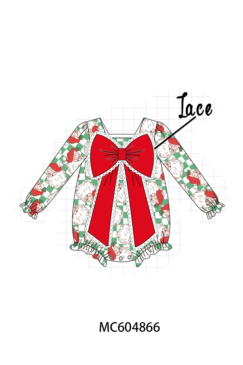 Red Santa Bow Lace Bubble