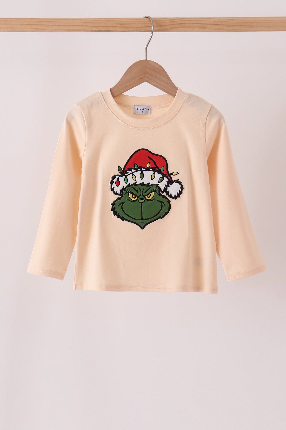 Beige Grinch Applique Top